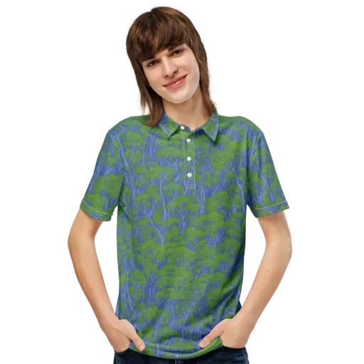 Bluegum Canopy on a Men's Slim Fit Polo Shirt
