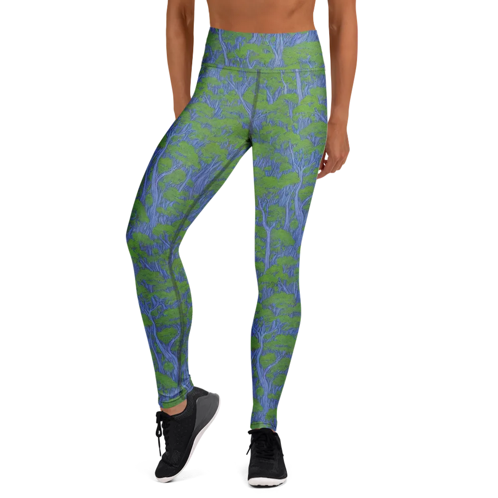 Bluegum Canopy on Yoga Leggings — Front