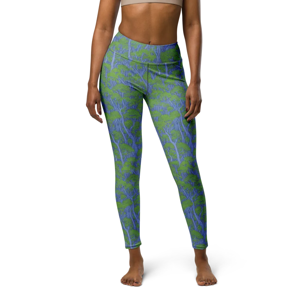 Bluegum Canopy on Yoga Leggings — Front