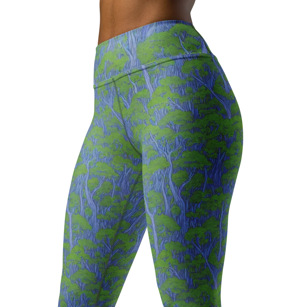 Bluegum Canopy on Yoga Leggings — Left Front
