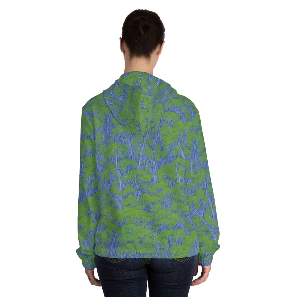 Bluegum Canopy on Women's Full-Zip Hoodie — Back On Person