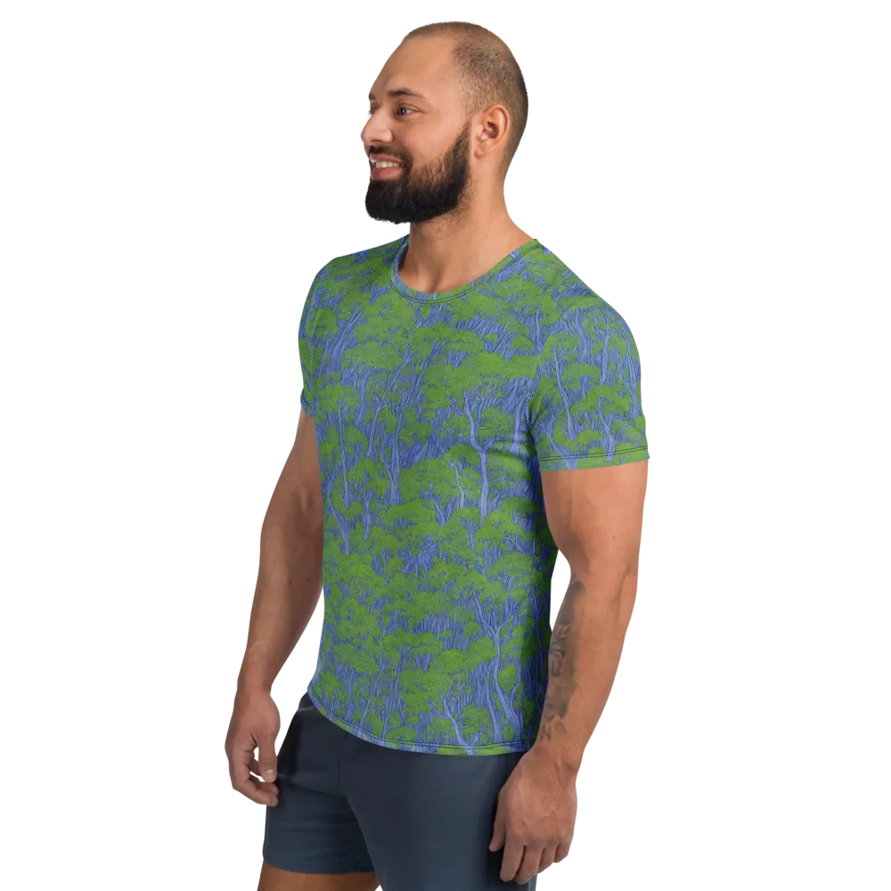 Bluegum Canopy on Men's Athletic T-Shirt — Left