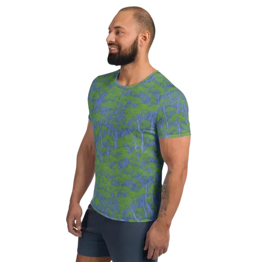 Bluegum Canopy on a Men's Athletic T-Shirt