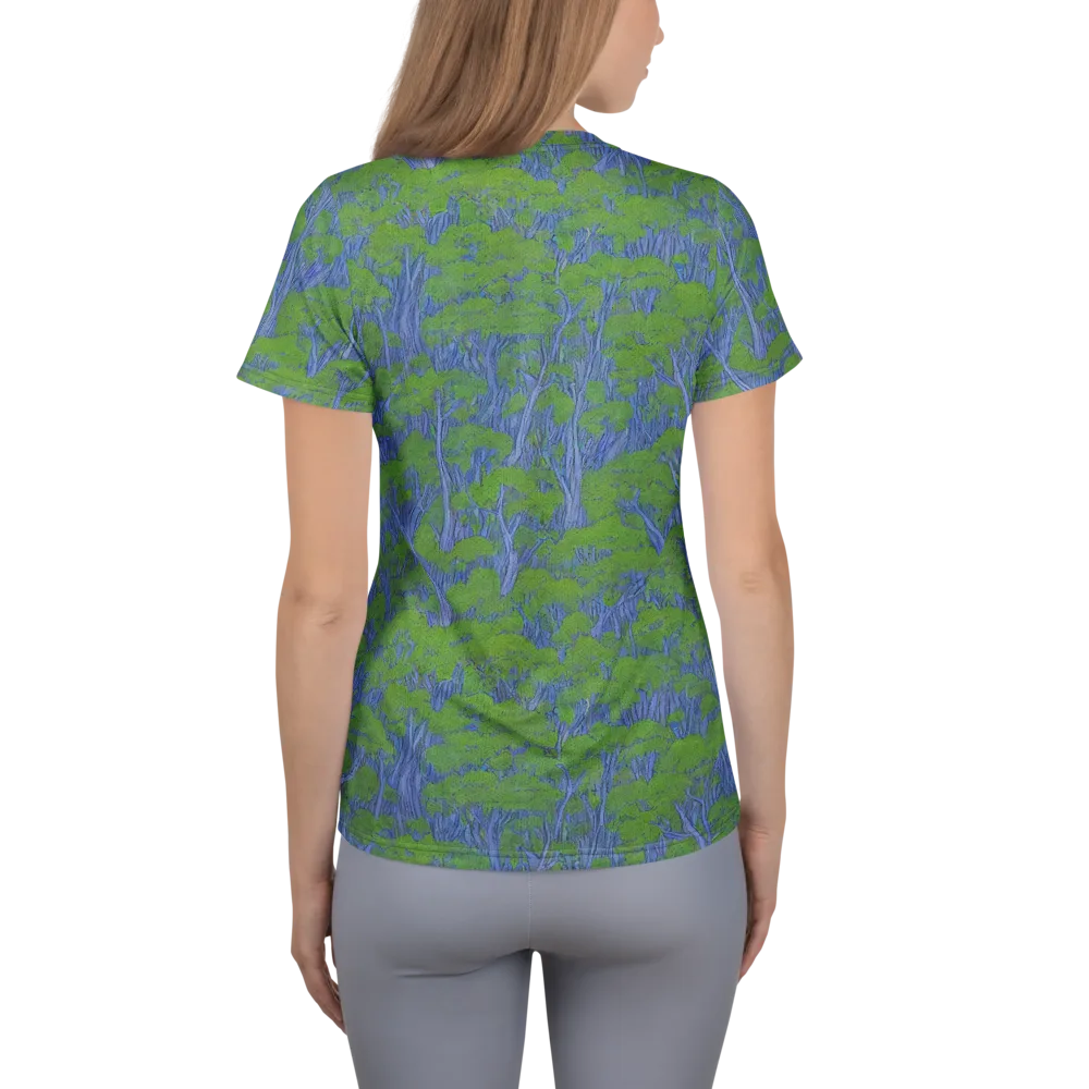 Bluegum Canopy on Women's Athletic T-Shirt — Back