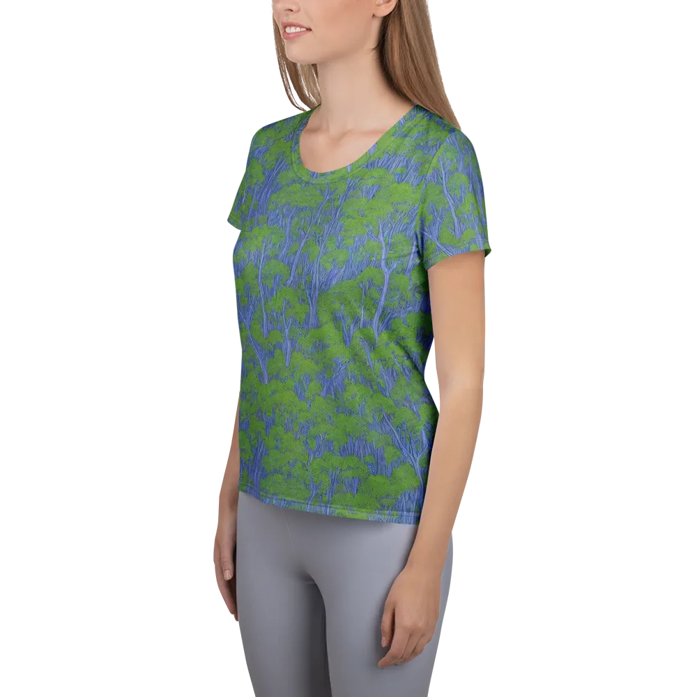 Bluegum Canopy on Women's Athletic T-Shirt — Left