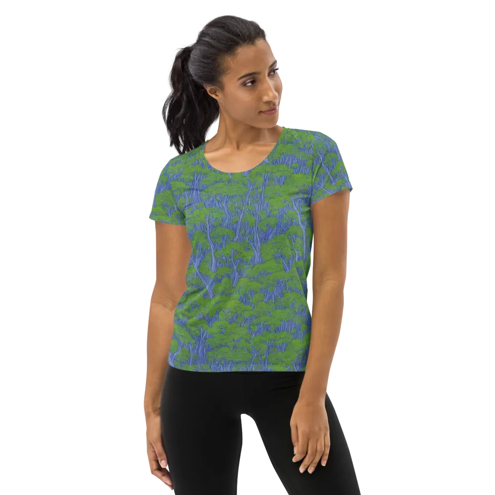 Bluegum Canopy on Women's Athletic T-Shirt — Front