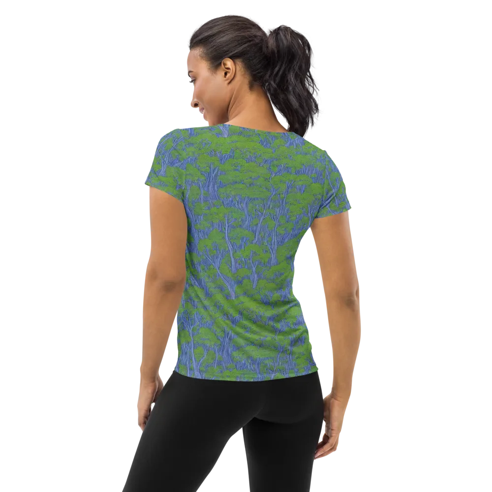 Bluegum Canopy on Women's Athletic T-Shirt — Back