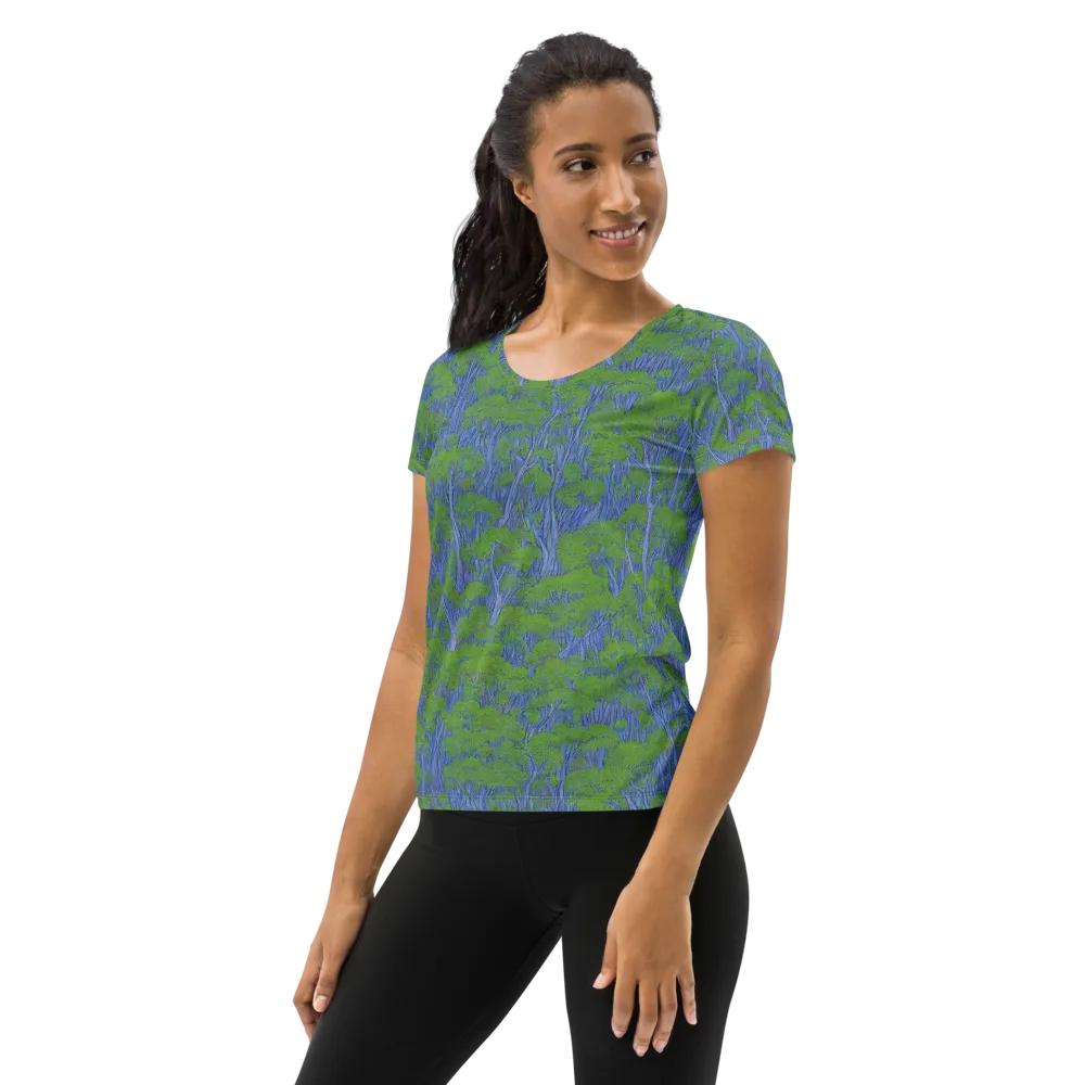 Bluegum Canopy on Women's Athletic T-Shirt — Left