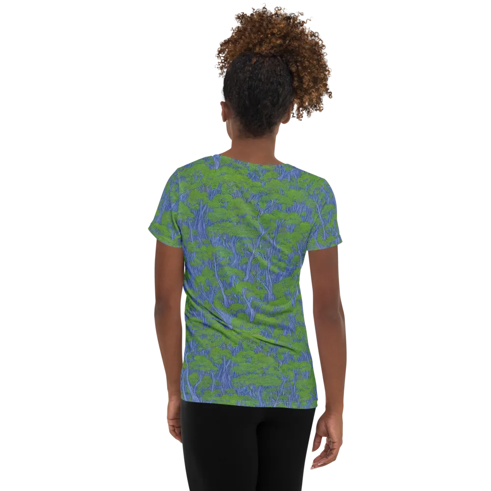 Bluegum Canopy on Women's Athletic T-Shirt — Back