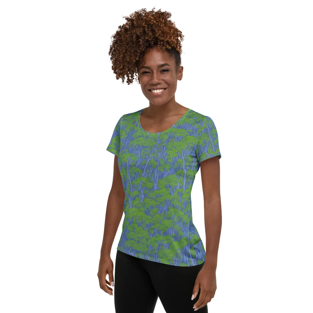 Bluegum Canopy on Women's Athletic T-Shirt — Left