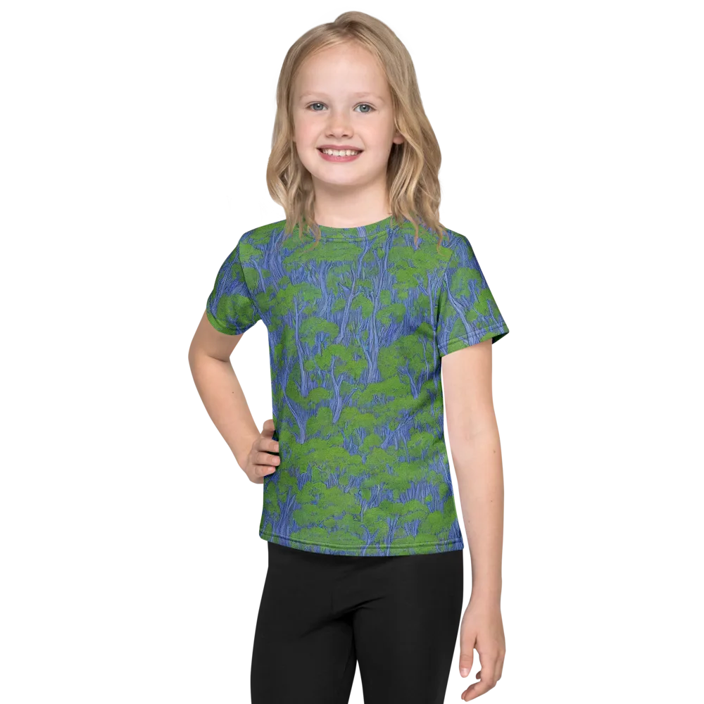 Bluegum Canopy on Kids Crew Neck T-Shirt — Front