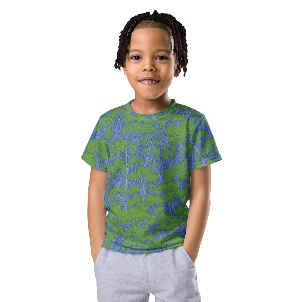 Bluegum Canopy on Kids Crew Neck T-Shirt — Front
