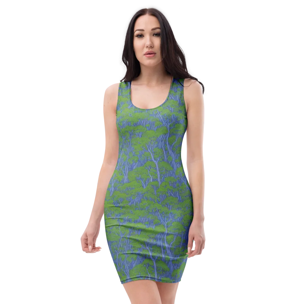 Bluegum Canopy on Bodycon Dress — Front