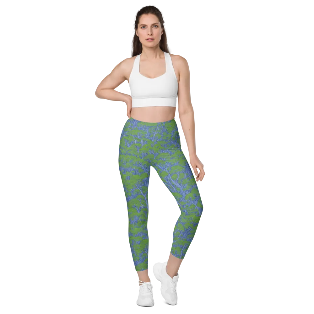 Bluegum Canopy on Leggings with Pockets — Front