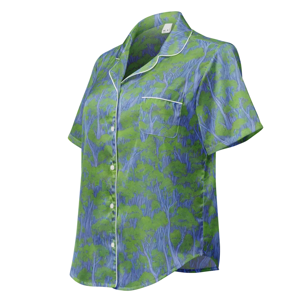 Bluegum Canopy on Women's Short Sleeve Pajama Top — Left Front