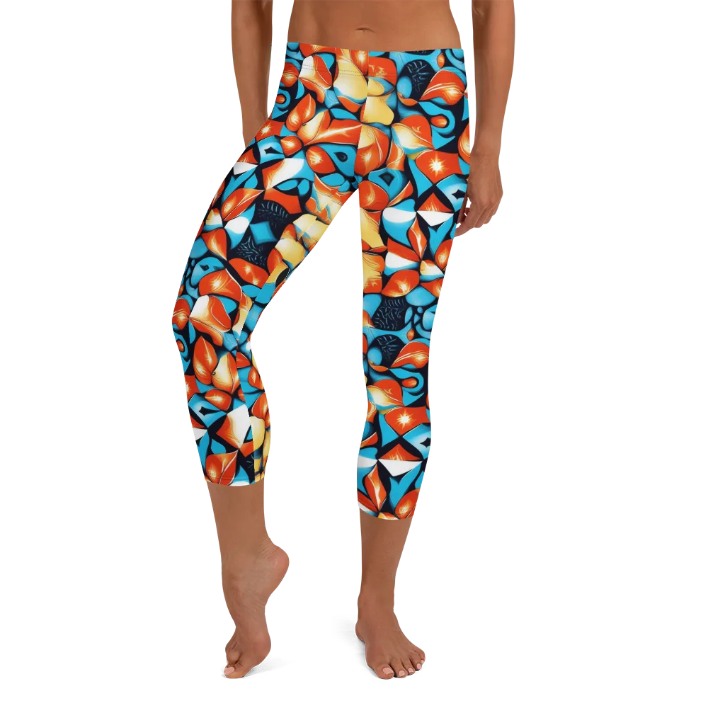 Flamegarden on Capri Leggings — Front