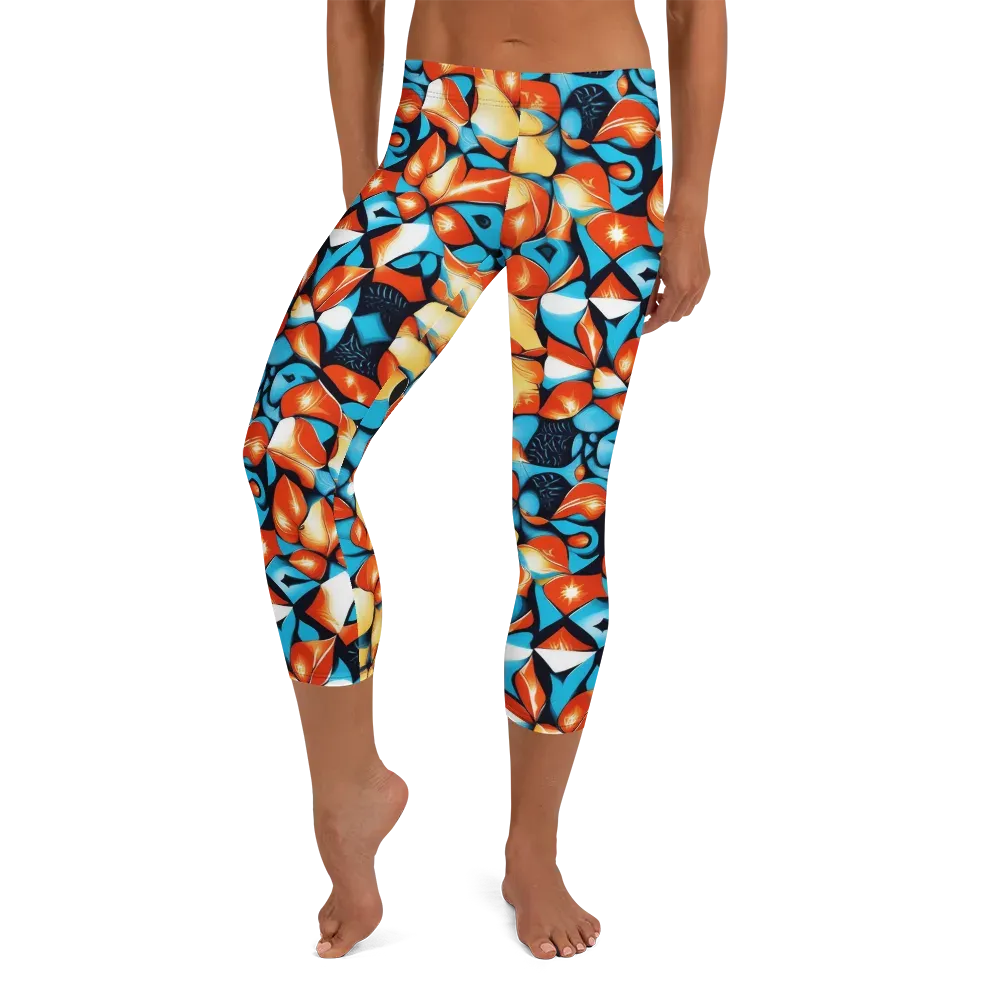 Flamegarden on Capri Leggings — Front