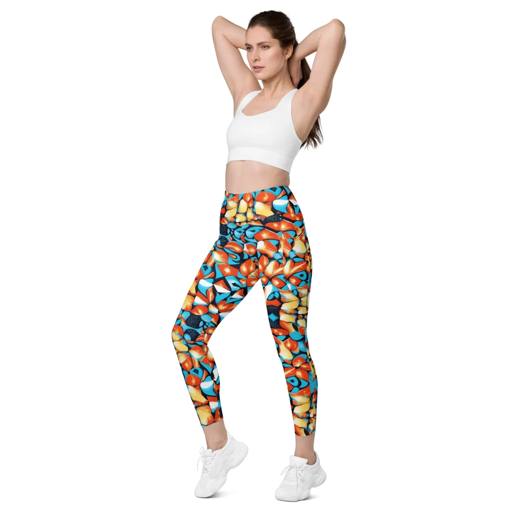 Flamegarden on Leggings with Pockets — Left Front