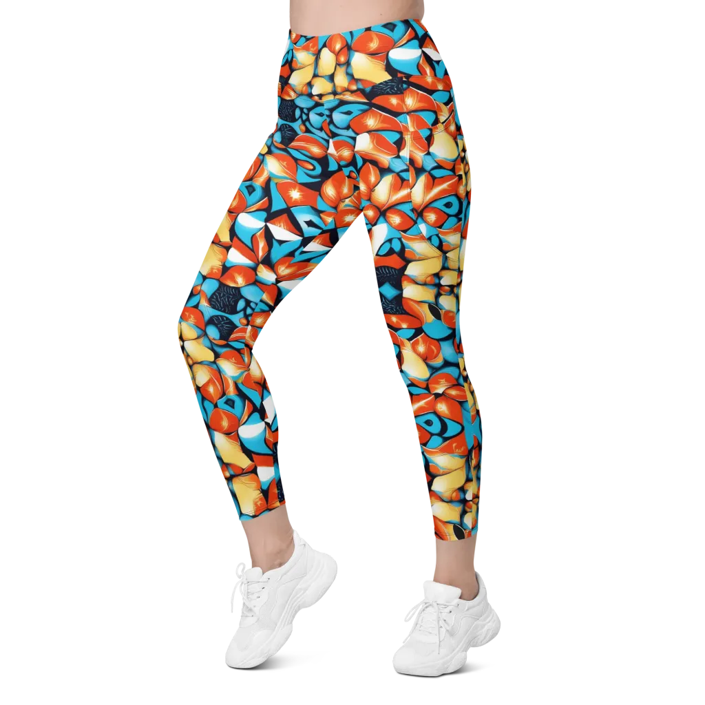 Flamegarden on Leggings with Pockets — Left Front