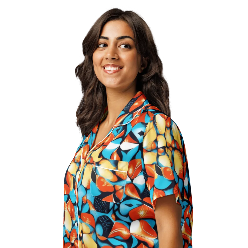 Flamegarden on Women's Short Sleeve Pajama Top — Left Front