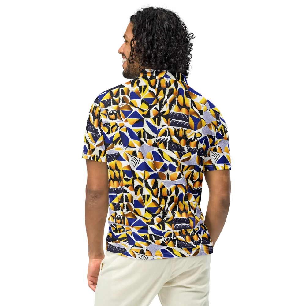 Marigold Current on Men's Slim Fit Polo Shirt — Back