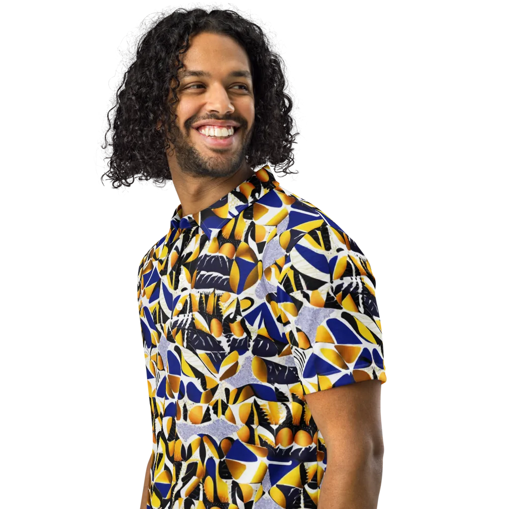 Marigold Current on Men's Slim Fit Polo Shirt — Left Front