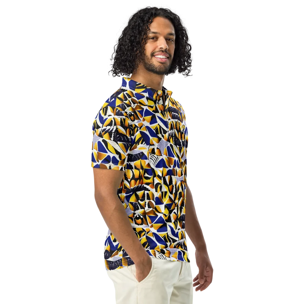Marigold Current on Men's Slim Fit Polo Shirt — Right Front