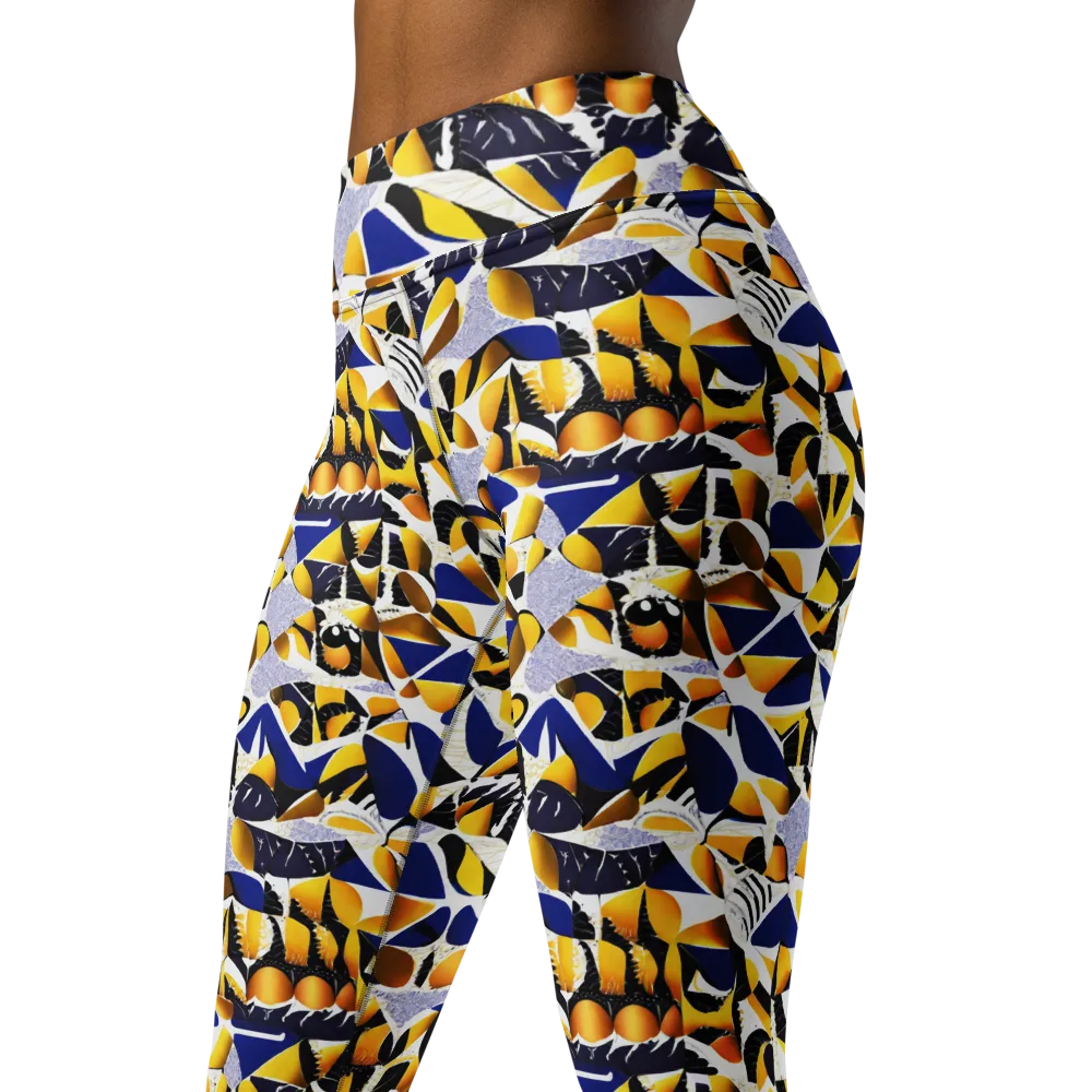 Marigold Current on Yoga Leggings — Left Front