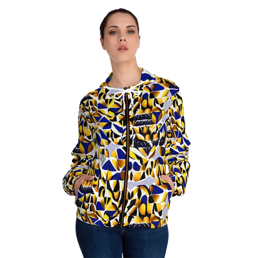 Marigold Current on Women's Full-Zip Hoodie — Front On Person