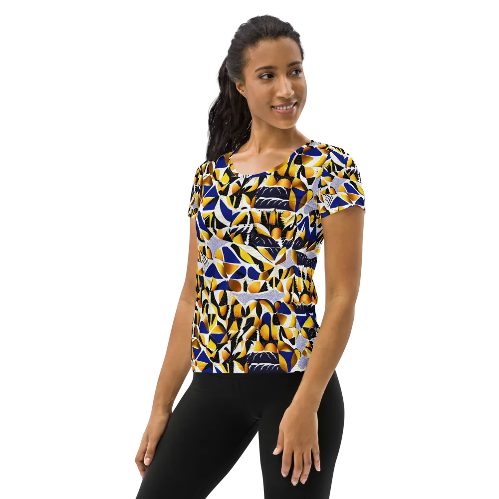 Marigold Current on Women's Athletic T-Shirt — Left