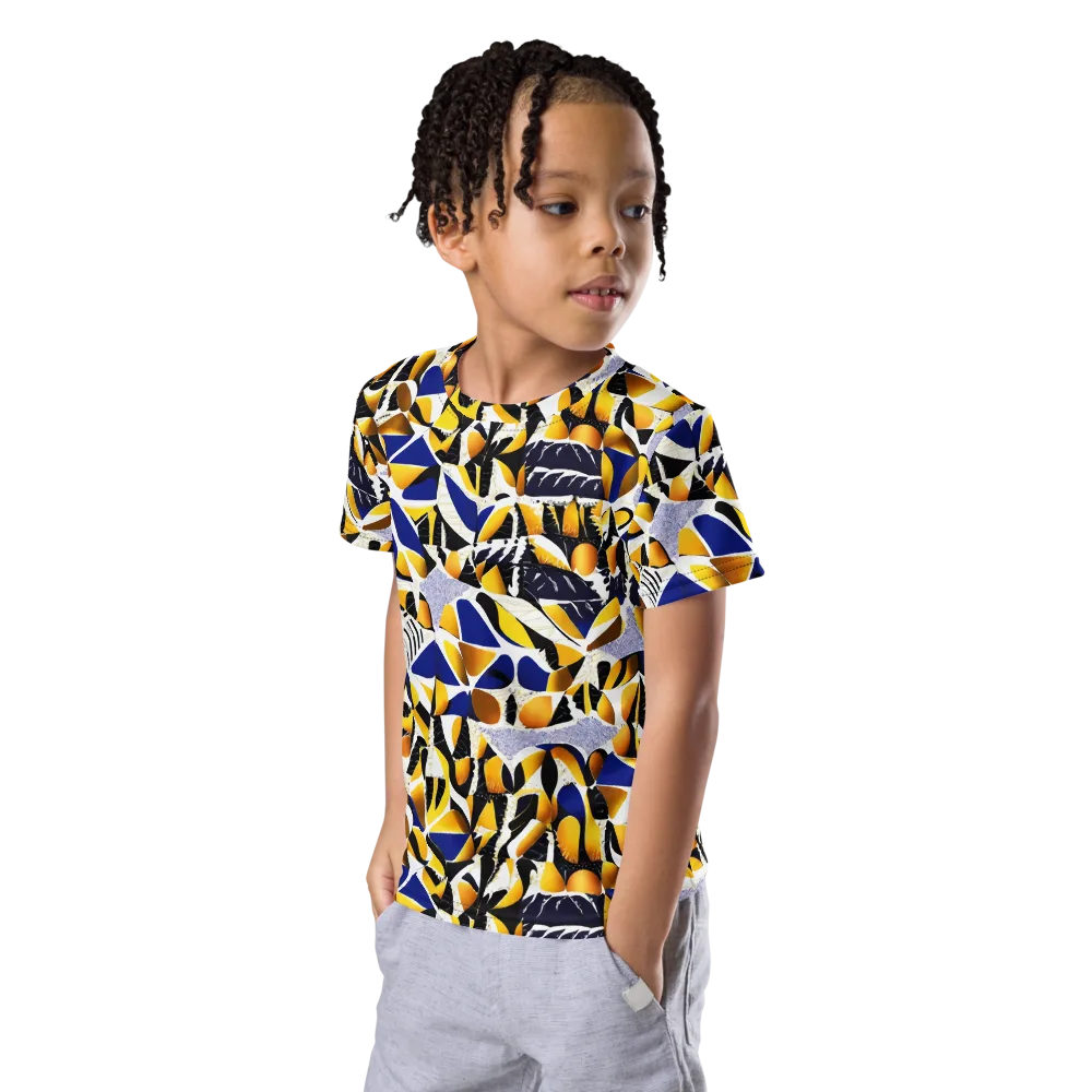 Marigold Current on Kids Crew Neck T-Shirt — Left Front