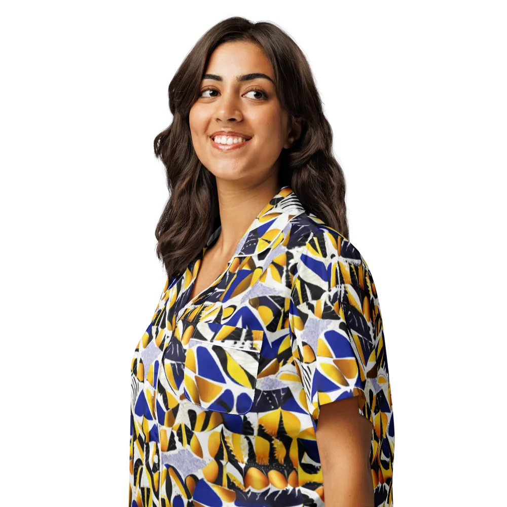 Marigold Current on Women's Short Sleeve Pajama Top — Left Front