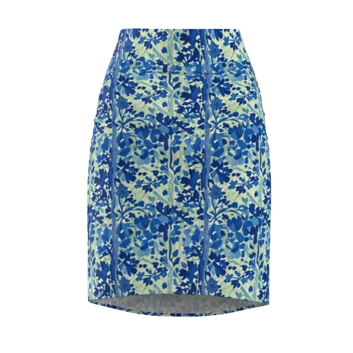 Indigo Conservatory on a Pencil Skirt