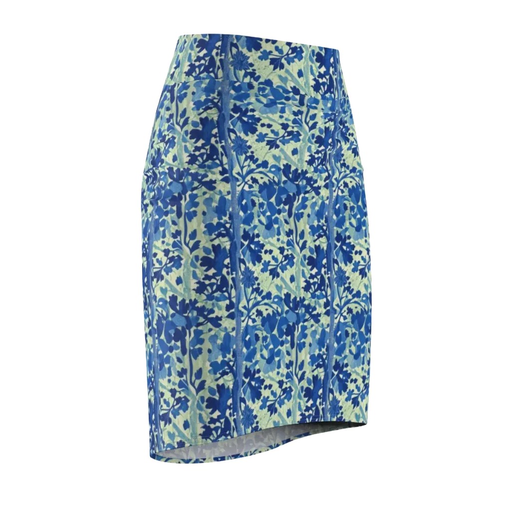 Indigo Conservatory on Pencil Skirt — Front Side