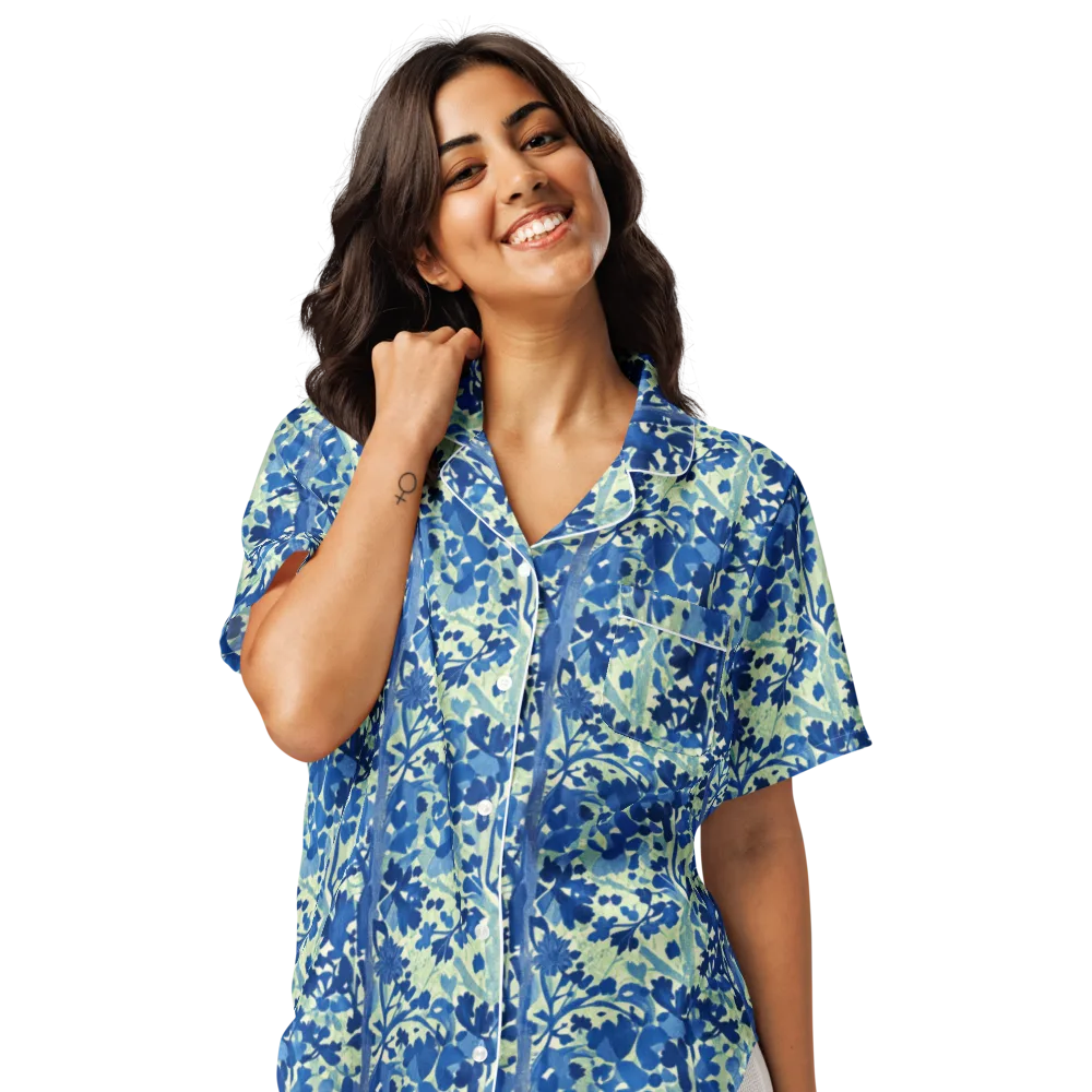 Indigo Conservatory on Women's Short Sleeve Pajama Top — Front