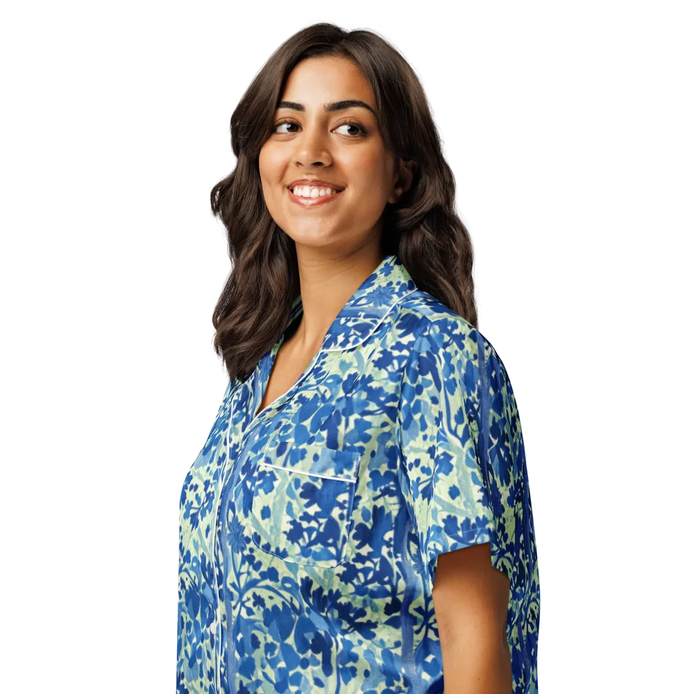 Indigo Conservatory on Women's Short Sleeve Pajama Top — Left Front