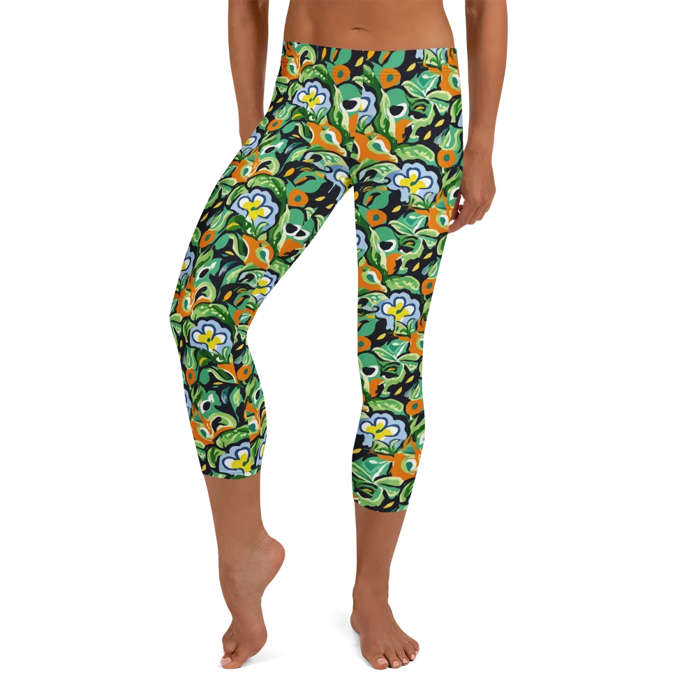 Verdant Rhapsody on Capri Leggings — Front