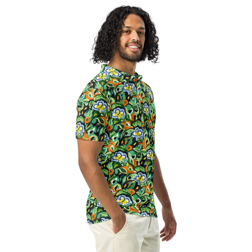 Verdant Rhapsody on Men's Slim Fit Polo Shirt — Right Front