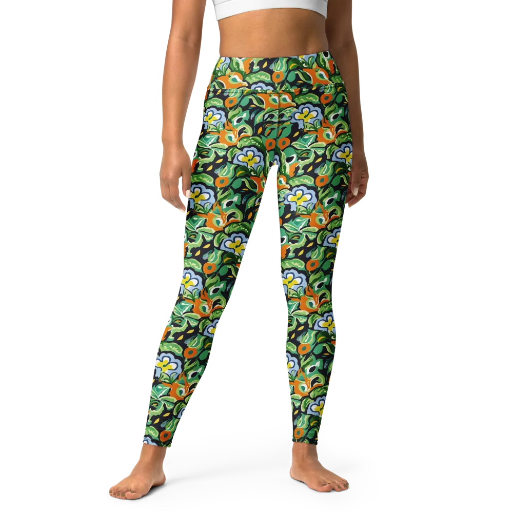 Verdant Rhapsody on Yoga Leggings — Front