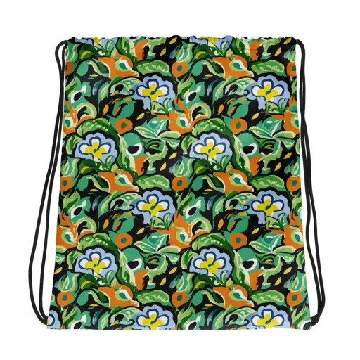 Verdant Rhapsody on a Drawstring Bag