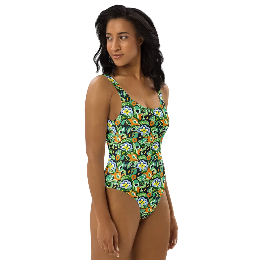 Verdant Rhapsody on One-Piece Swimsuit — Right