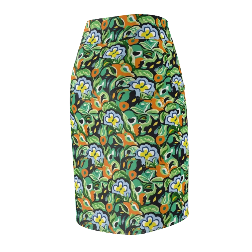 Verdant Rhapsody on Pencil Skirt — Back Side