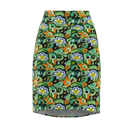 Verdant Rhapsody on a Pencil Skirt