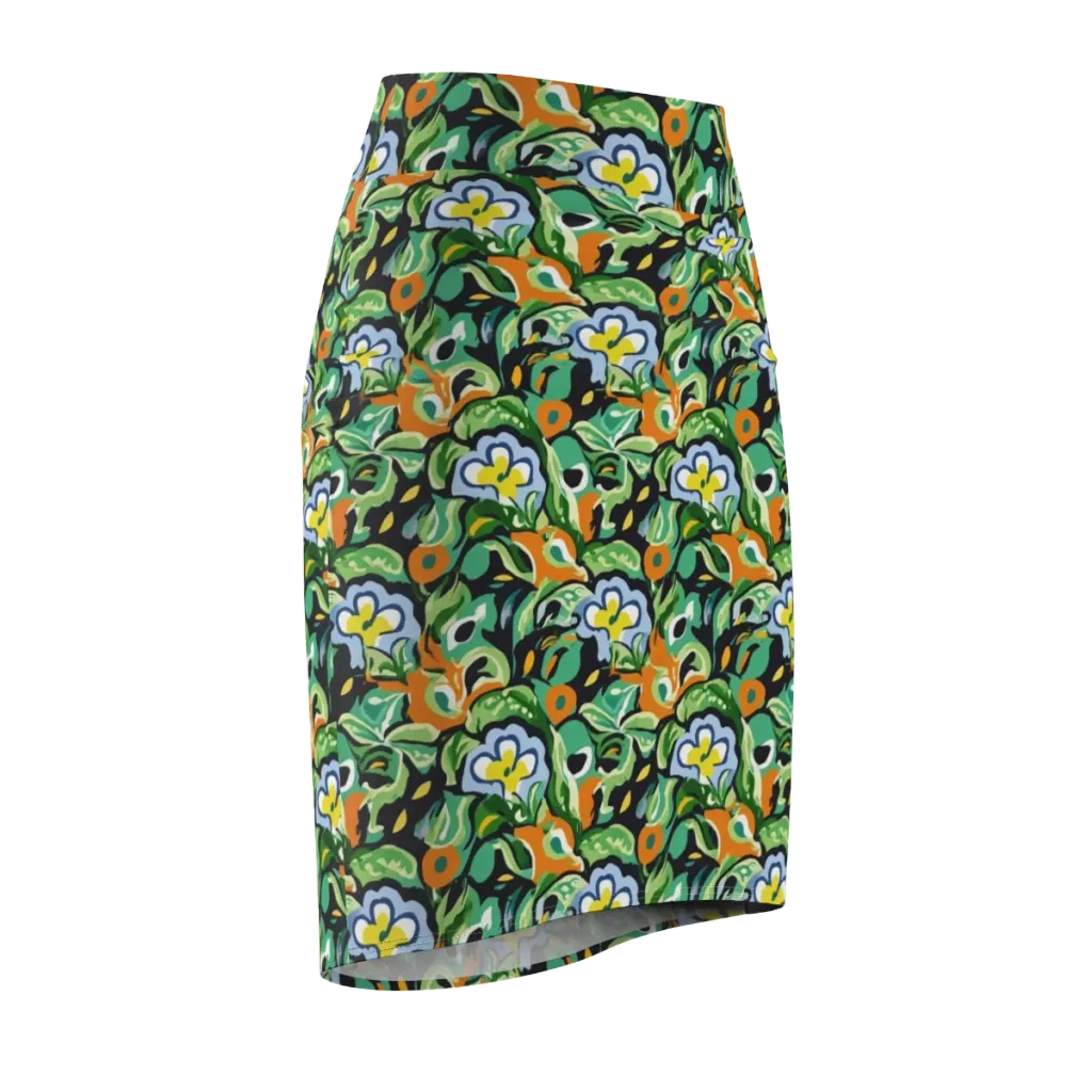 Verdant Rhapsody on Pencil Skirt — Front Side