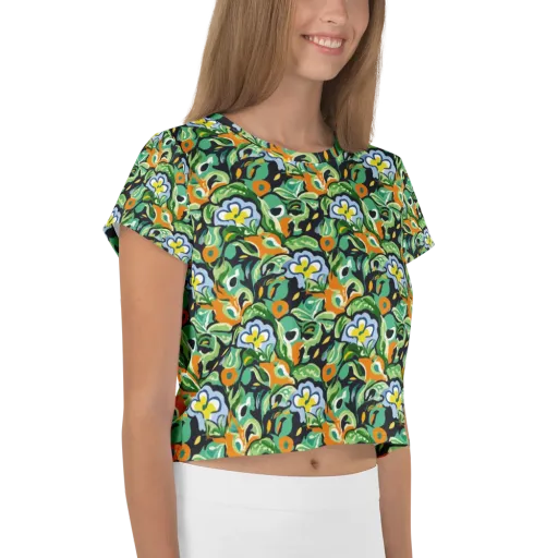 Verdant Rhapsody on a Crop Tee