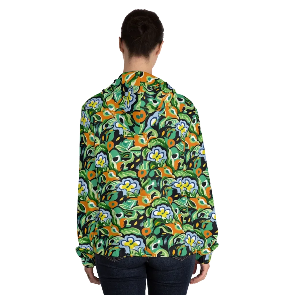 Verdant Rhapsody on Women's Full-Zip Hoodie — Back On Person