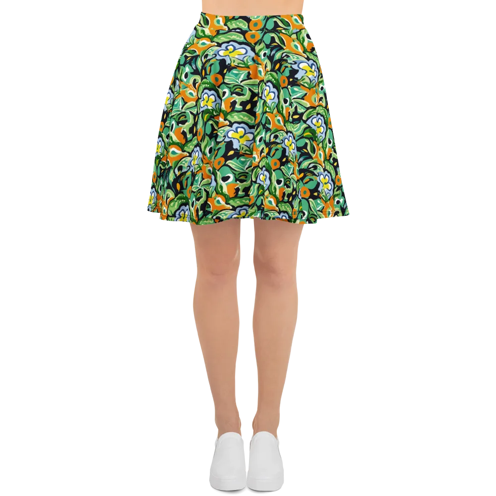 Verdant Rhapsody on Skater Skirt — Front