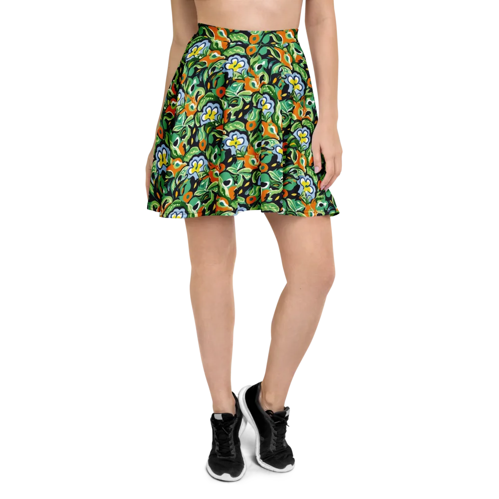 Verdant Rhapsody on Skater Skirt — Front