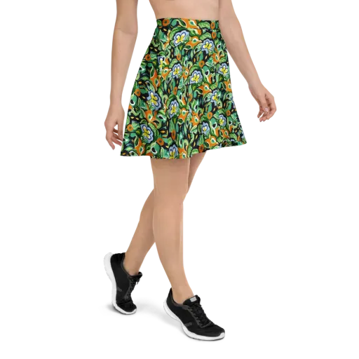 Verdant Rhapsody on a Skater Skirt