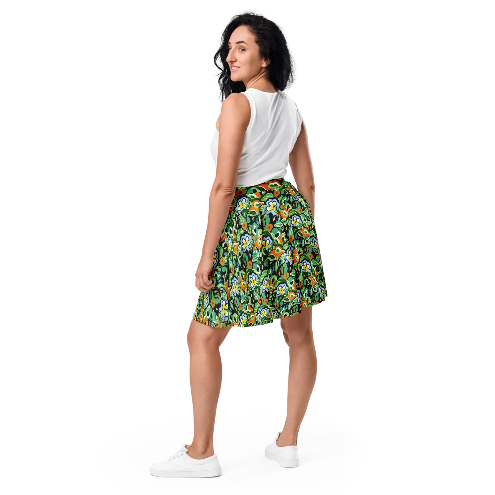 Verdant Rhapsody on Skater Skirt — Back